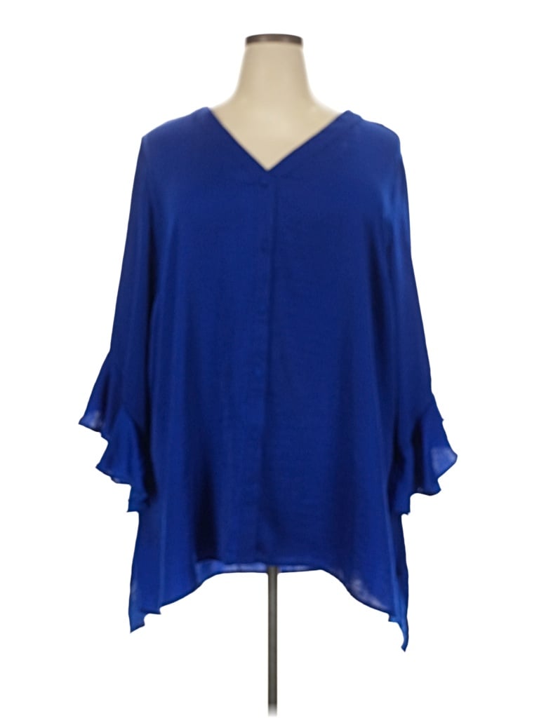 Pre-owned Investments 3/4 Sleeve Blouse In Blue