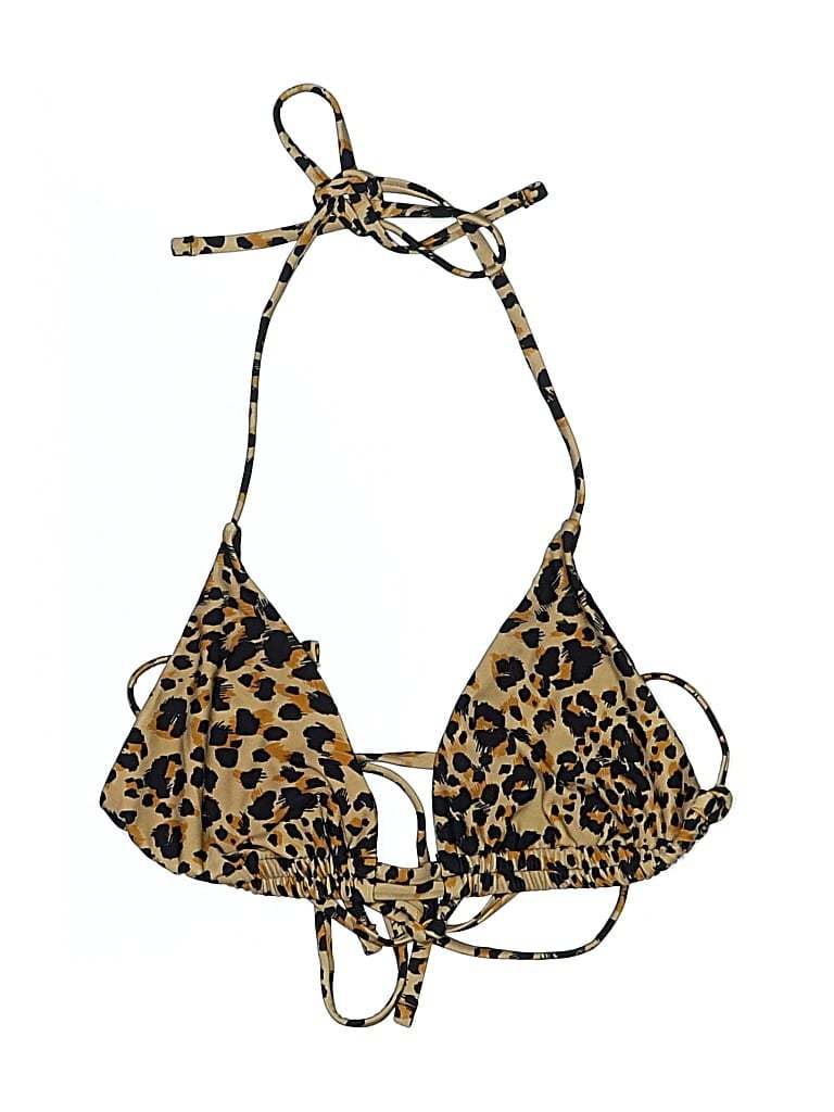 Pre-owned Unbranded Swimsuit Top Brown Animal Print Pattern Swimwear