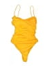 Zara Solid Yellow One Piece Swimsuit Size XS - photo 2