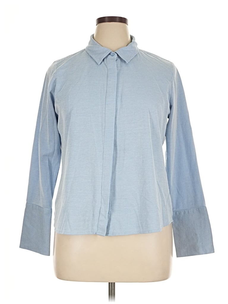 Pre-owned Liz Claiborne Long Sleeve Button Down Shirt In Blue