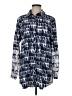 Lyssé Print Blue Long Sleeve Button-Down Shirt Size M - photo 1