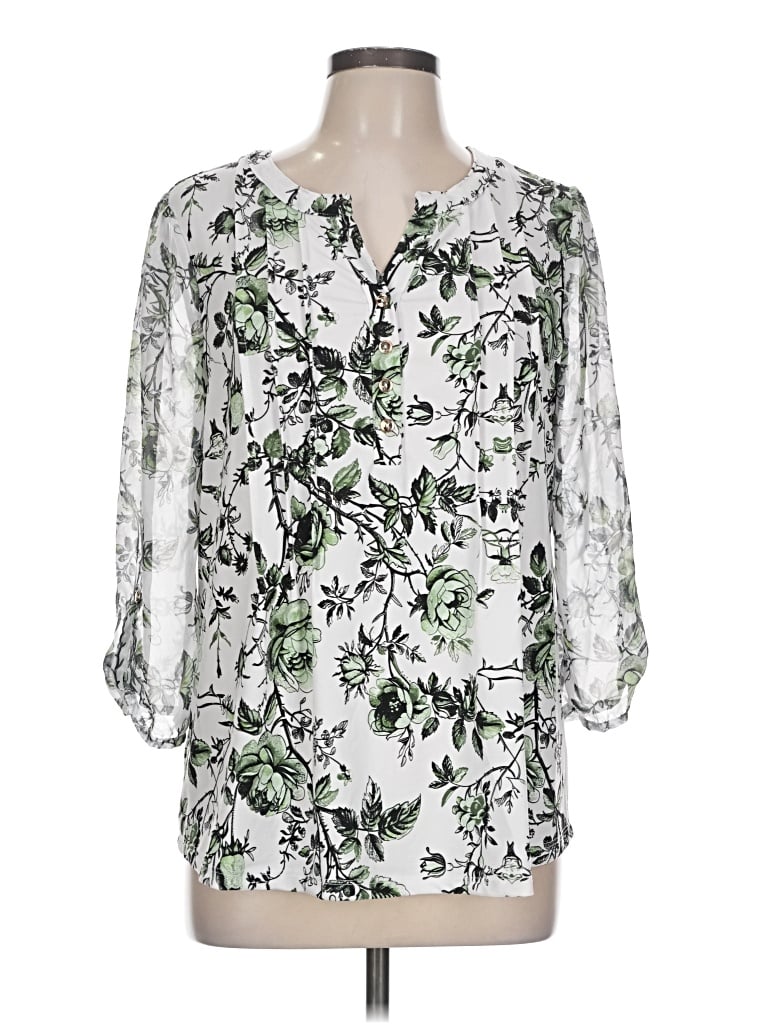 Pre-owned Carolyn Taylor 3/4 Sleeve Blouse In White