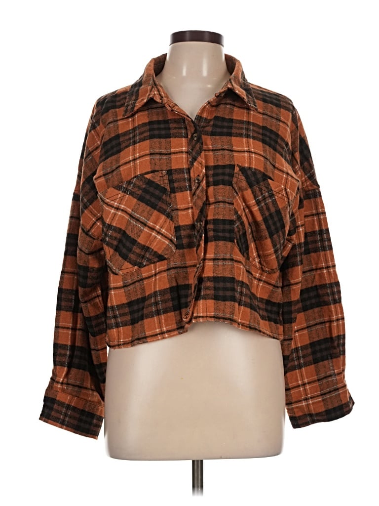 Pre-owned Ci Sono 3/4 Sleeve Button Down Shirt In Orange