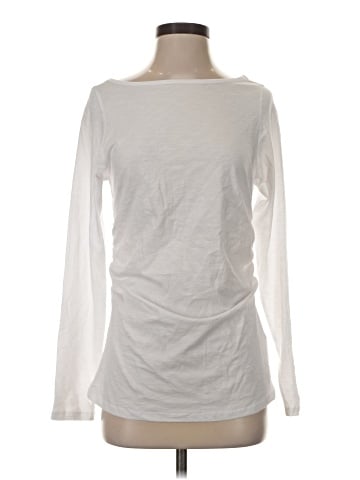 Madewell Ruched Crewneck Long-Sleeve Tee in Soft Slub (view 1)