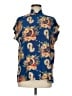 Avanti 100% Silk Paisley Blue Short Sleeve Silk Top Size M - photo 1