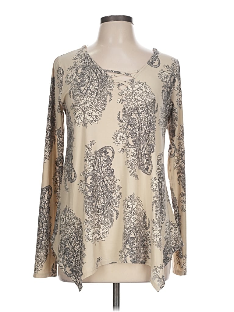 Pre-owned Daytrip Long Sleeve Blouse In Tan