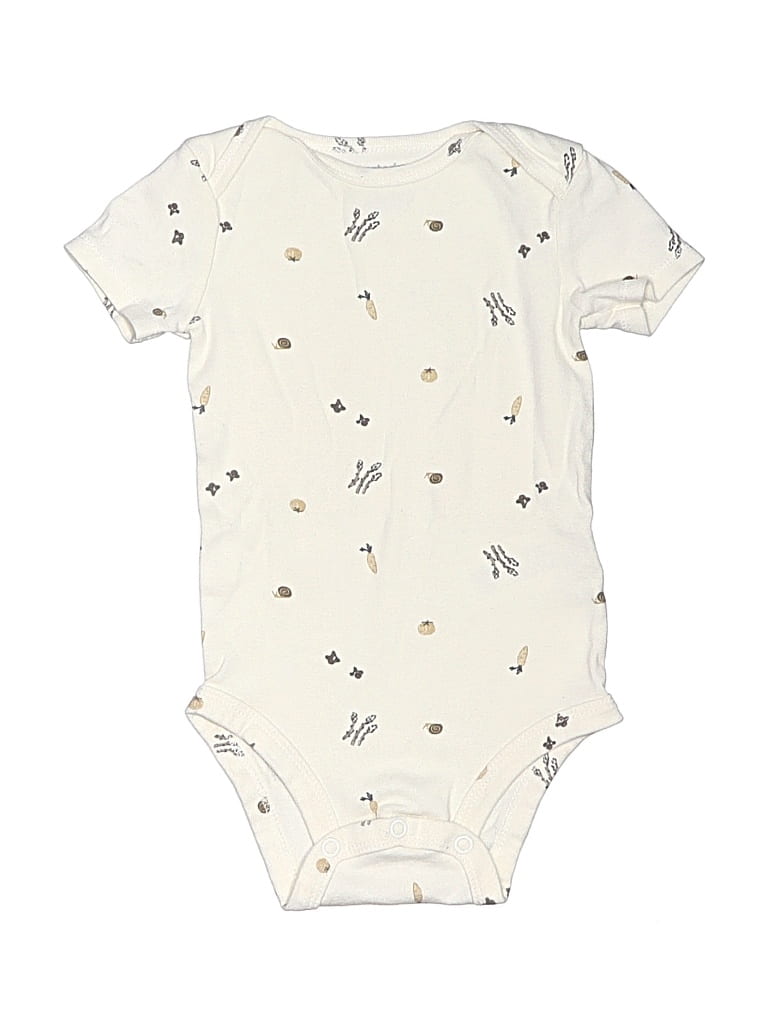 Pre-owned Carter's Babies' Short Sleeve Onesie In Ivory