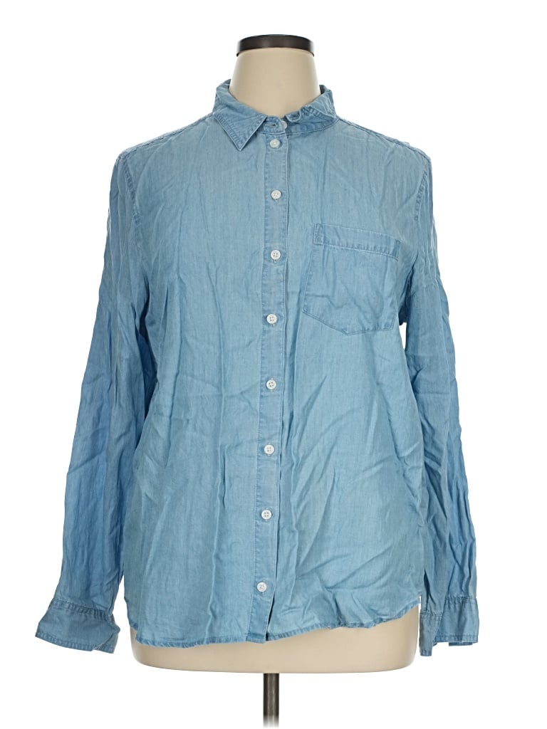 Pre-owned On 34th Long Sleeve Button Down Shirt In Blue