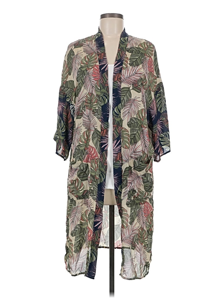 Pre-owned Time And Tru Kimono In Gray