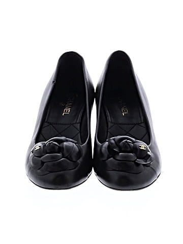 Chanel  Leather Camelia Block Heel Pumps  (view 2)