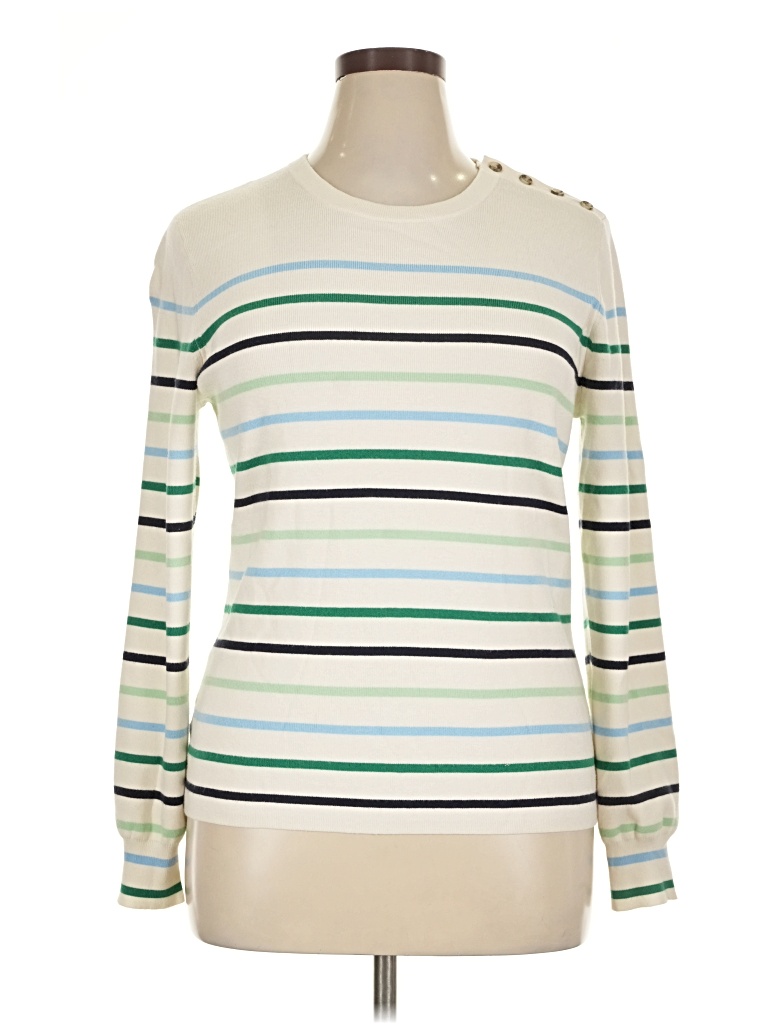 Pre-owned Ann Taylor Loft Long Sleeve Top Ivory Boatneck Tops