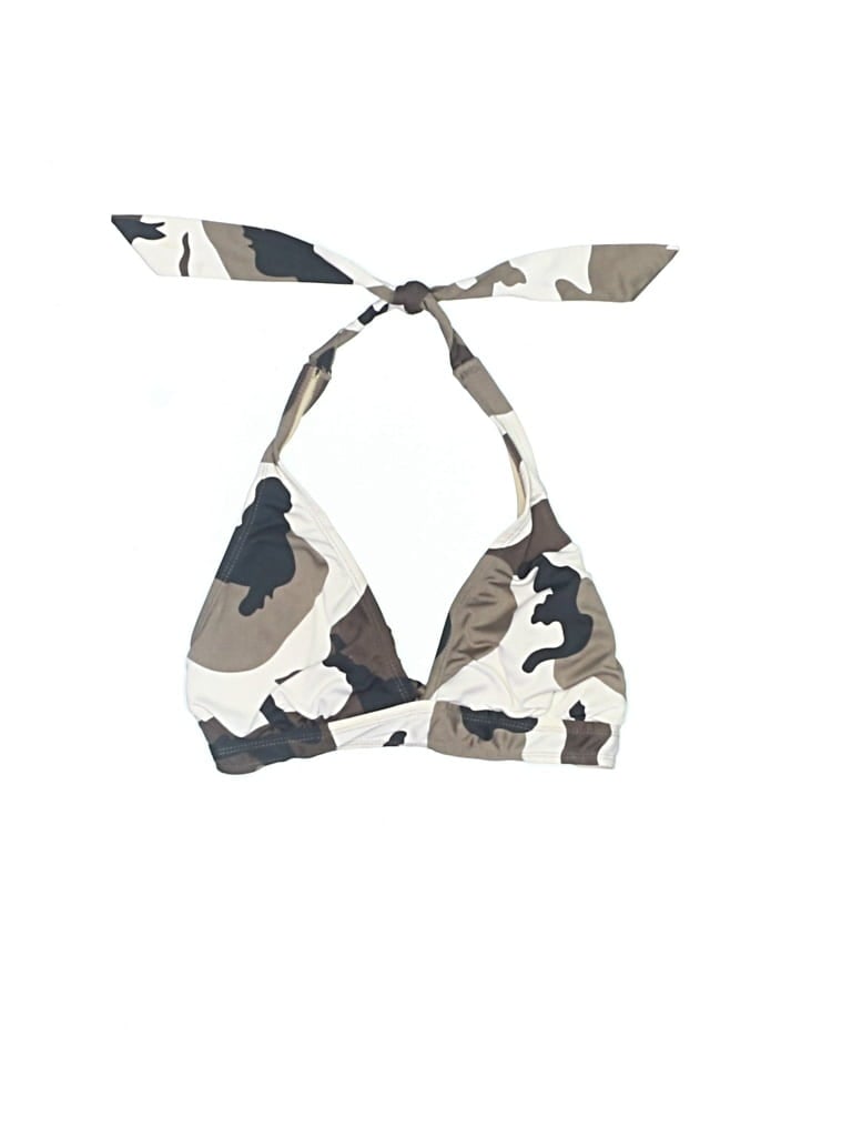 Pre-owned Assorted Brands Swimsuit Top Ivory Camo Pattern Swimwear