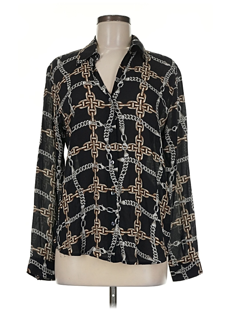 Pre-owned Elliott Lauren Long Sleeve Blouse In Black