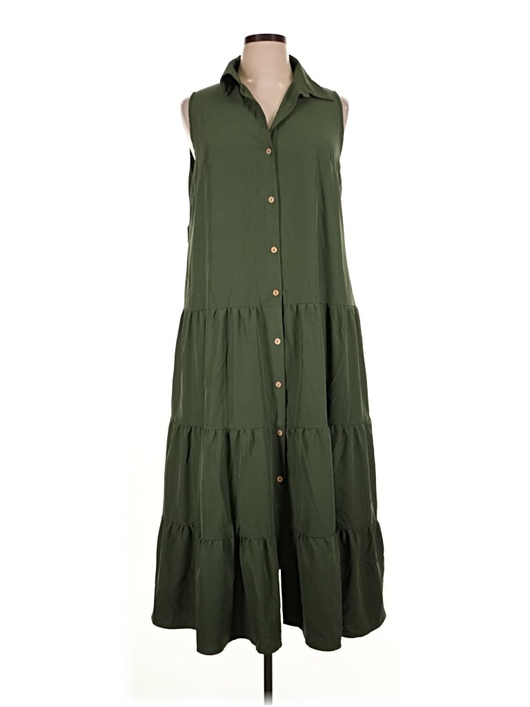 Pre-owned Shein Curve Casual Dress In Green