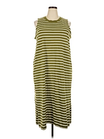 Madewell Plus Organic Cotton Crewneck Tank Midi Dress in Stripe (view 1)