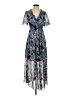 Unbranded 100% Polyester Floral Blue Cocktail Dress Size S - photo 1