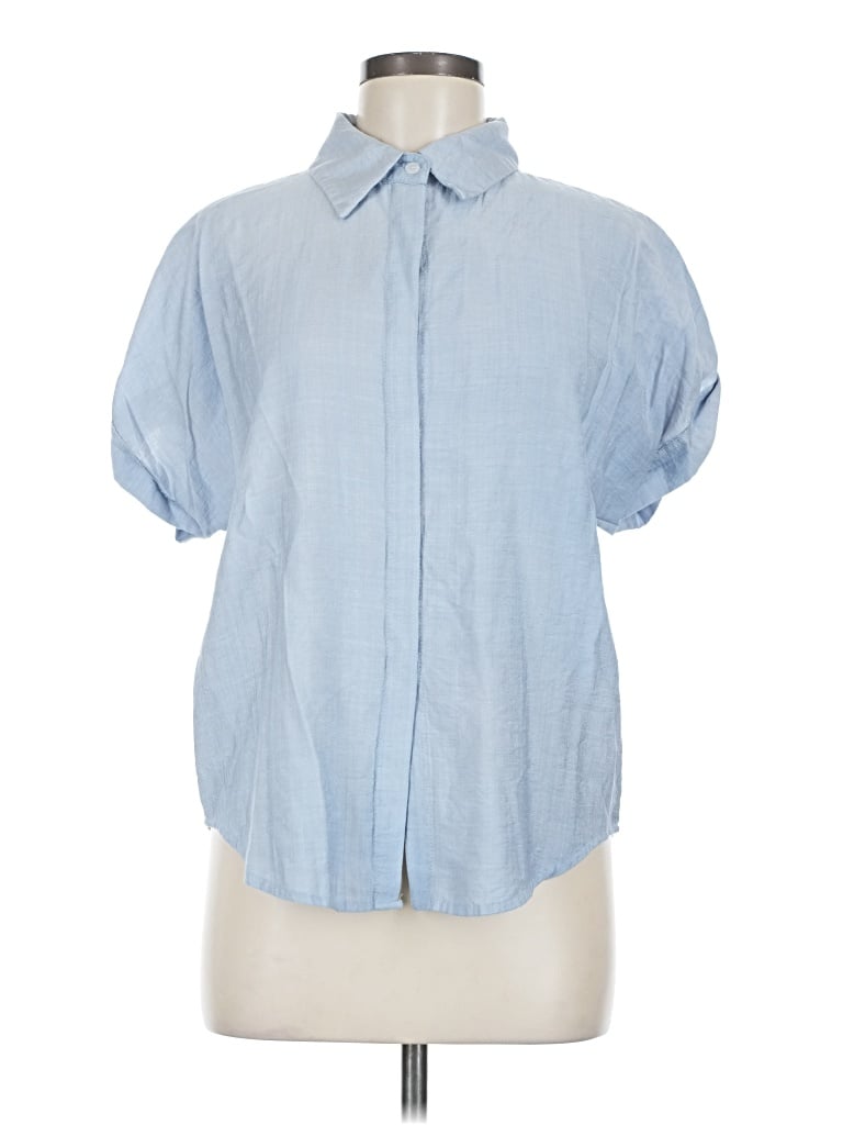 Pre-owned Unbranded Short Sleeve Blouse In Blue
