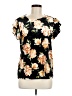 a.n.a. A New Approach Floral Black Short Sleeve Blouse Size L - photo 1