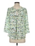 Kaari Blue 100% Polyester Green 3/4 Sleeve Blouse Size S - photo 1
