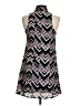 Socialite 100% Polyester Graphic Black Casual Dress Size XS - photo 2