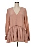 ALLSAINTS 100% Silk Tan Long Sleeve Silk Top Size M - photo 1