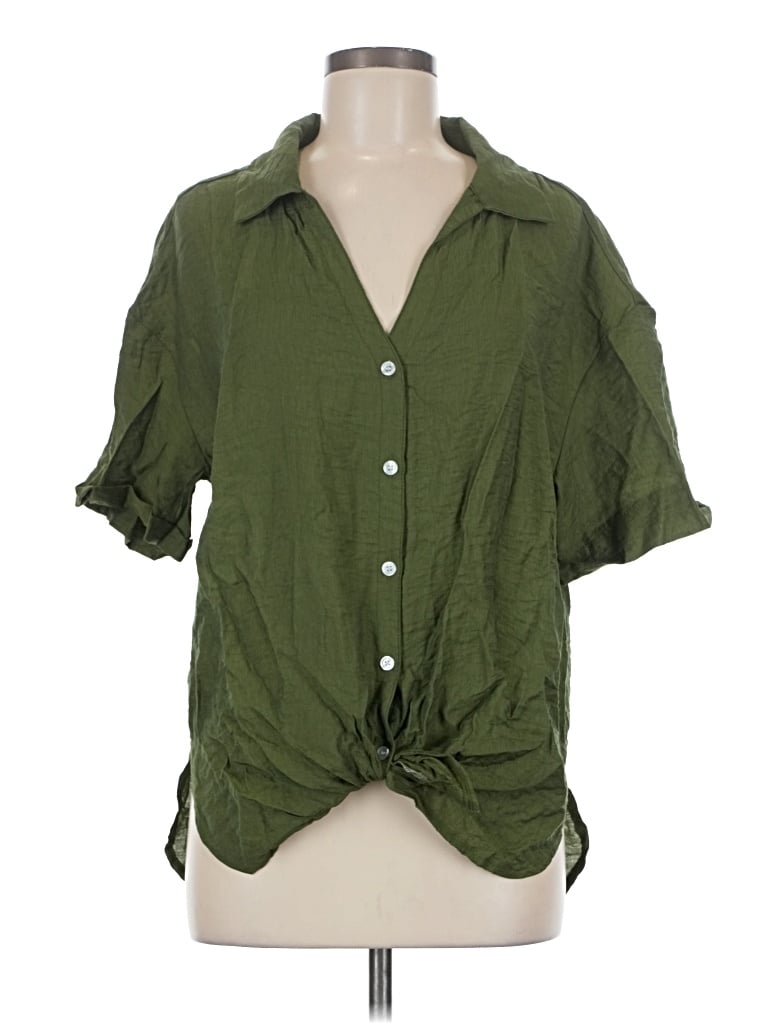 Pre-owned Shein Short Sleeve Blouse In Green
