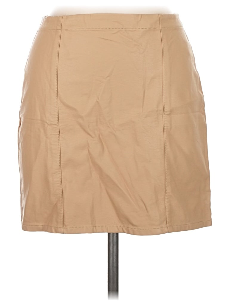 Pre-owned Forever 21 Faux Leather Skirt In Tan