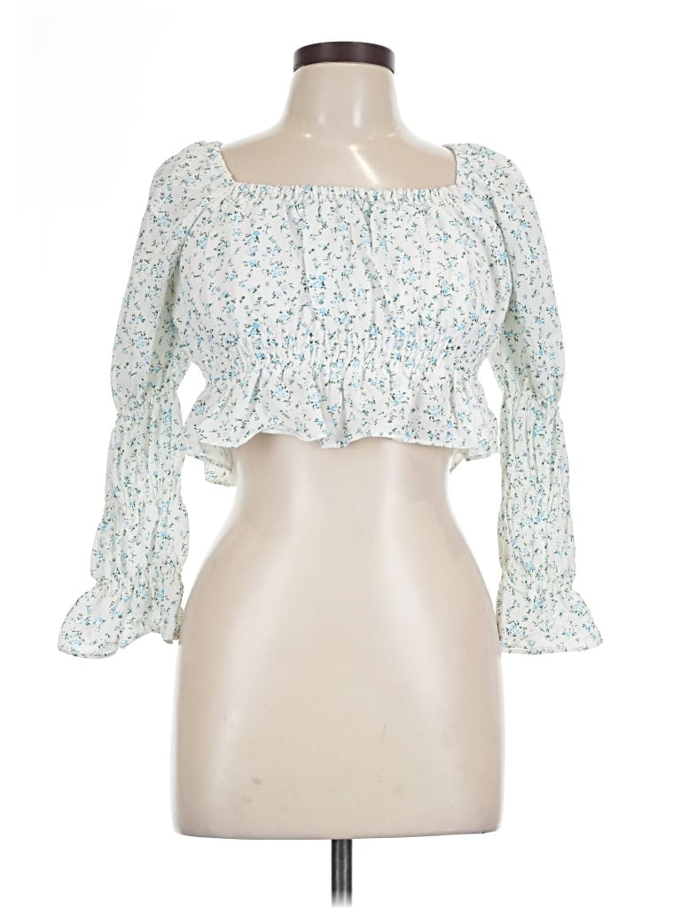 Pre-owned Pink Lily 3/4 Sleeve Blouse In Blue