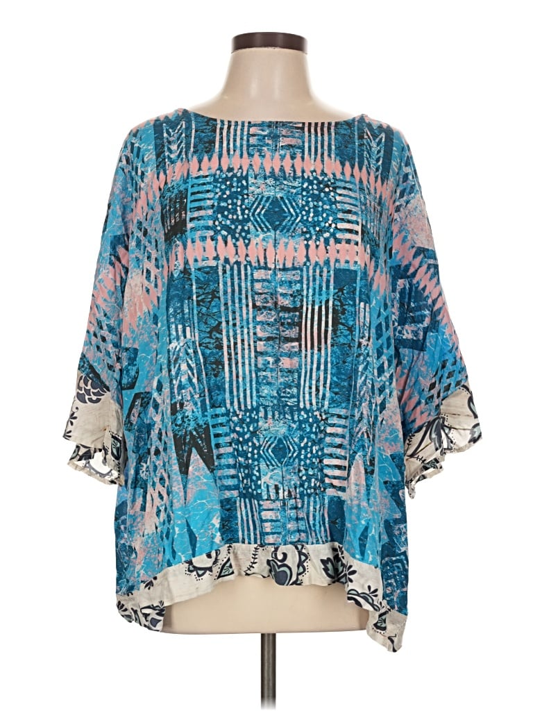 Pre-owned Tolani 3/4 Sleeve Blouse In Blue