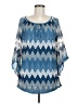 Tacera 100% Polyester Blue 3/4 Sleeve Blouse Size M - photo 1
