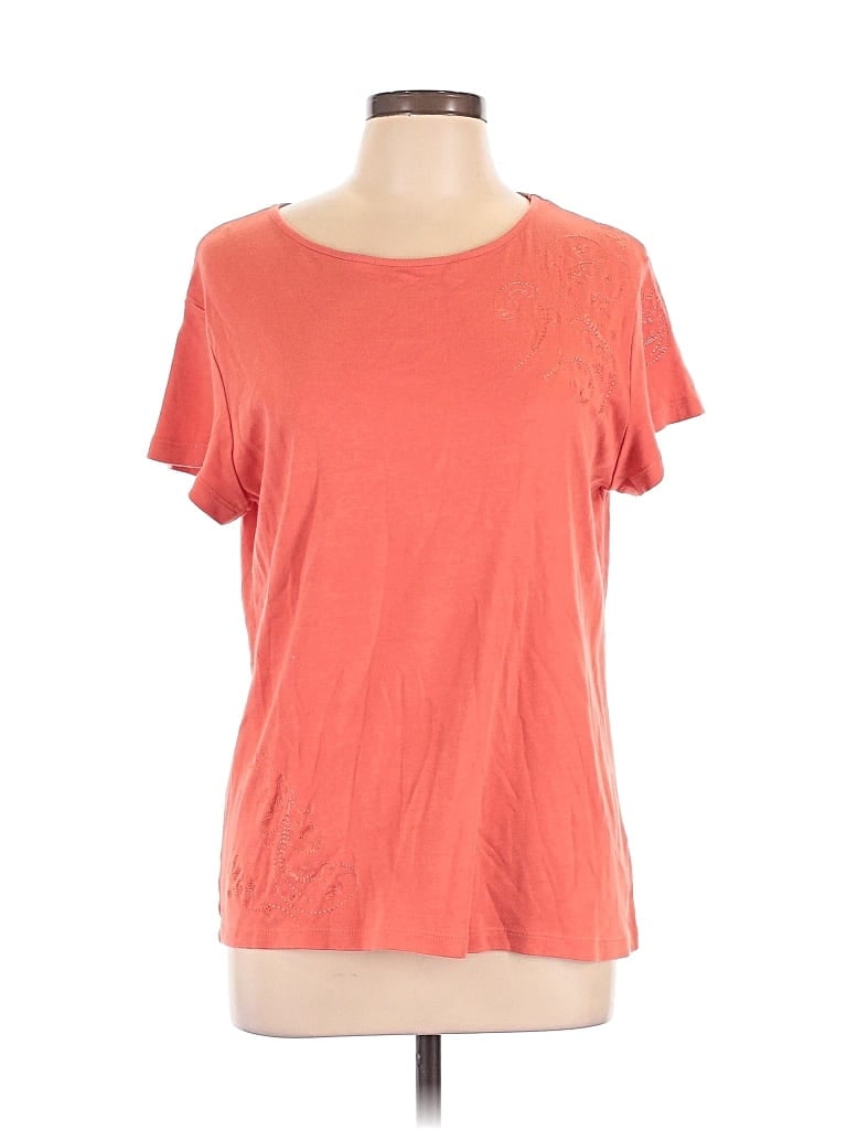 Pre-owned Coldwater Creek Short Sleeve Top Orange Scoop Neck Tops
