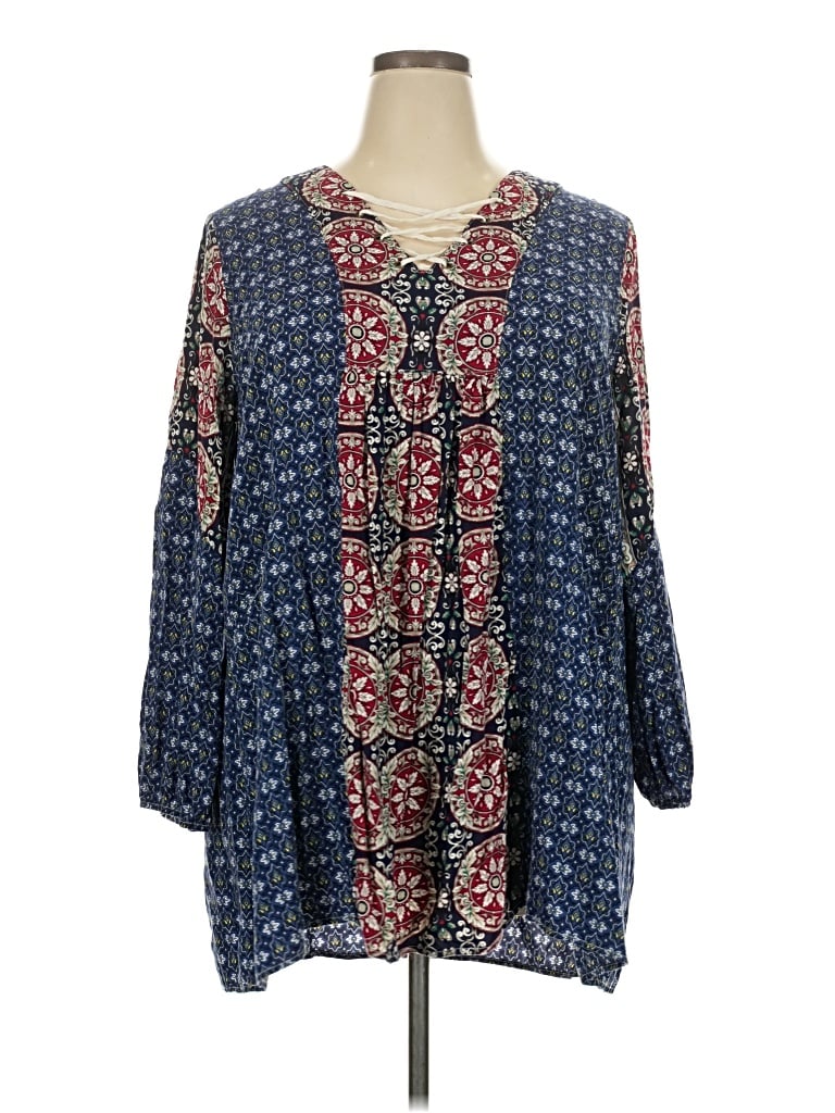 Pre-owned Umgee Long Sleeve Blouse In Blue
