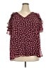 Lane Bryant 100% Polyester Burgundy Short Sleeve Blouse Size 20 - photo 1