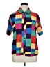 Shein 100% Polyester Color Block Purple Short Sleeve Blouse Size XL - photo 1