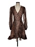Ganni 100% Polyamide Animal Print Brown Cocktail Dress Size EU 36 / US 6 - photo 1
