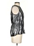 Topshop 100% Polyester Metallic Silver Sleeveless Blouse Size 4 - photo 4
