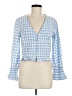 Missguided Checkered-gingham Blue Long Sleeve Blouse Size 8 - photo 1