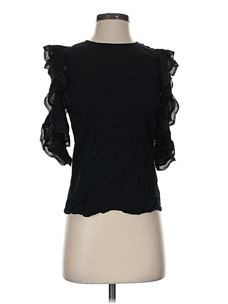 Pre-owned Eva Longoria 3/4 Sleeve Blouse In Black