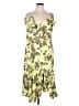 DKNY 100% Polyester Print Yellow Cocktail Dress Size M - photo 1