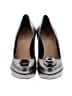 Chanel 100% Leather Gray Silver Leather Camellia Pumps  Size EU 37 - photo 2