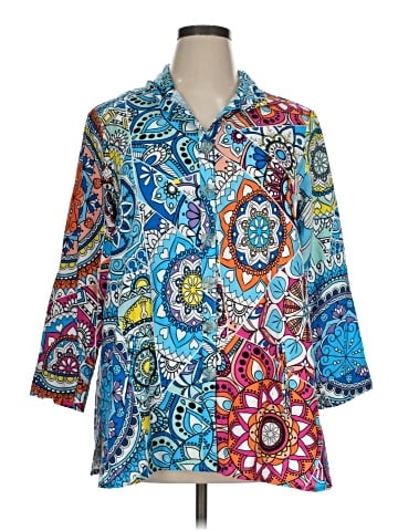 Ali Miles 3/4 Sleeve Button-Down Shirt (view 1)