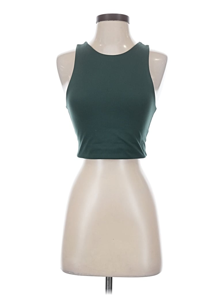 Pre-owned Girlfriend Collective Tank Top Green Halter Neckline Tops