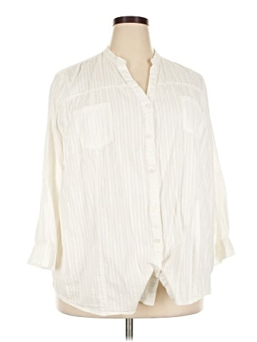 Basic Editions 3/4 Sleeve Button-Down Shirt (view 1)