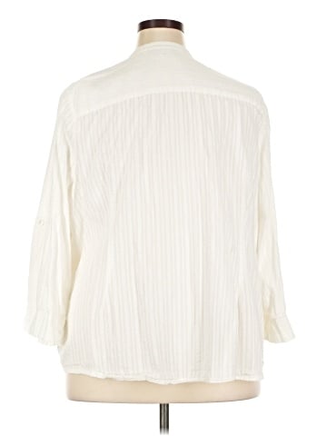 Basic Editions 3/4 Sleeve Button-Down Shirt (view 2)