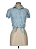 Sim & Sam 100% Rayon Blue Short Sleeve Blouse Size L - photo 1