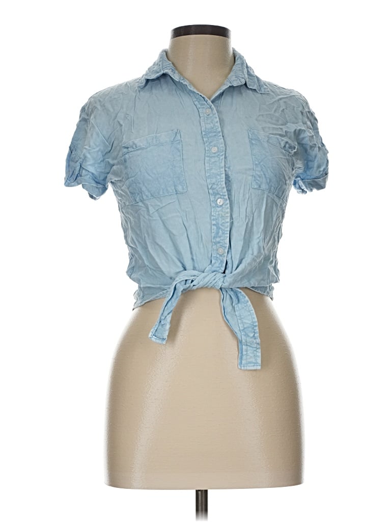 Pre-owned Sim & Sam Short Sleeve Blouse In Blue