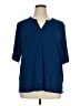 J.Jill Blue Short Sleeve Henley Size XL - photo 1