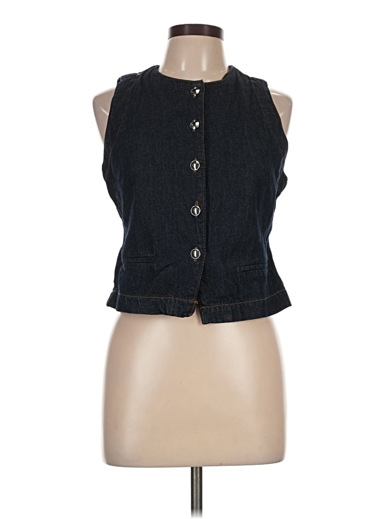 Pre-owned Zara Denim Vest In Black