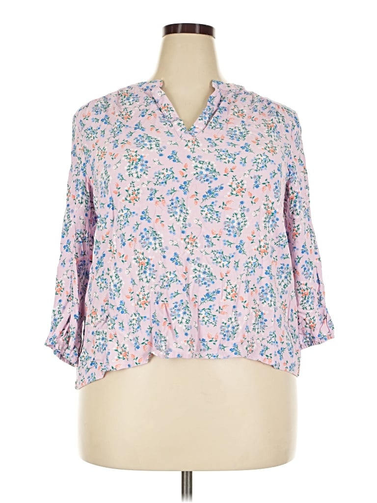 Pre-owned St. John's Bay 3/4 Sleeve T-shirt In Pink