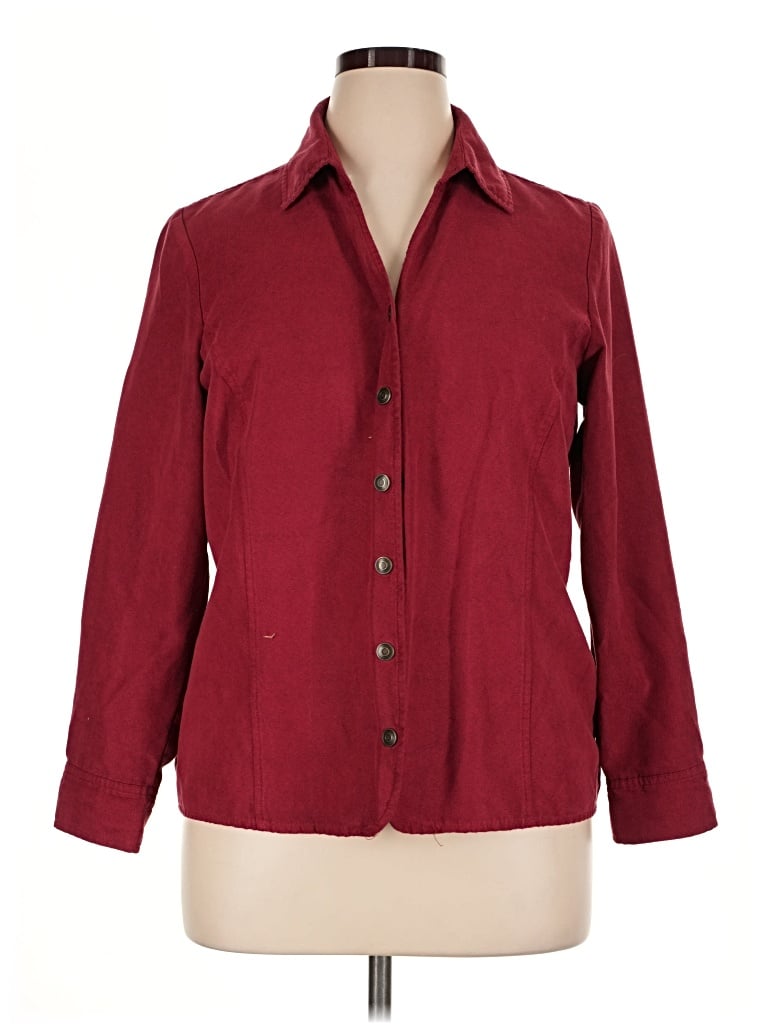 Pre-owned Croft & Barrow 3/4 Sleeve Blouse In Burgundy